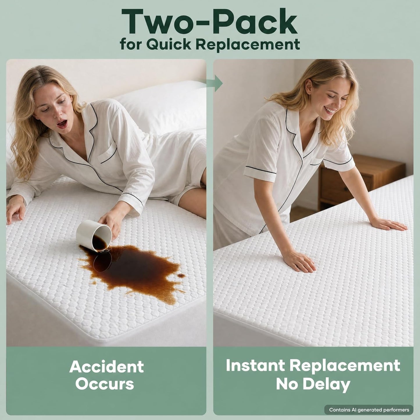 OhGeni 100% Waterproof Mattress Protector,Queen Size Premium Bamboo Mattress Pad,Pet Hair & Bedwetting Resistant,Cooling Breathable Fitted Sheets,Washable Bed Cover,Non-Slip Deep Pocket for Bedroom