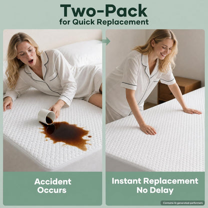 OhGeni 100% Waterproof Mattress Protector,Queen Size Premium Bamboo Mattress Pad,Pet Hair & Bedwetting Resistant,Cooling Breathable Fitted Sheets,Washable Bed Cover,Non-Slip Deep Pocket for Bedroom