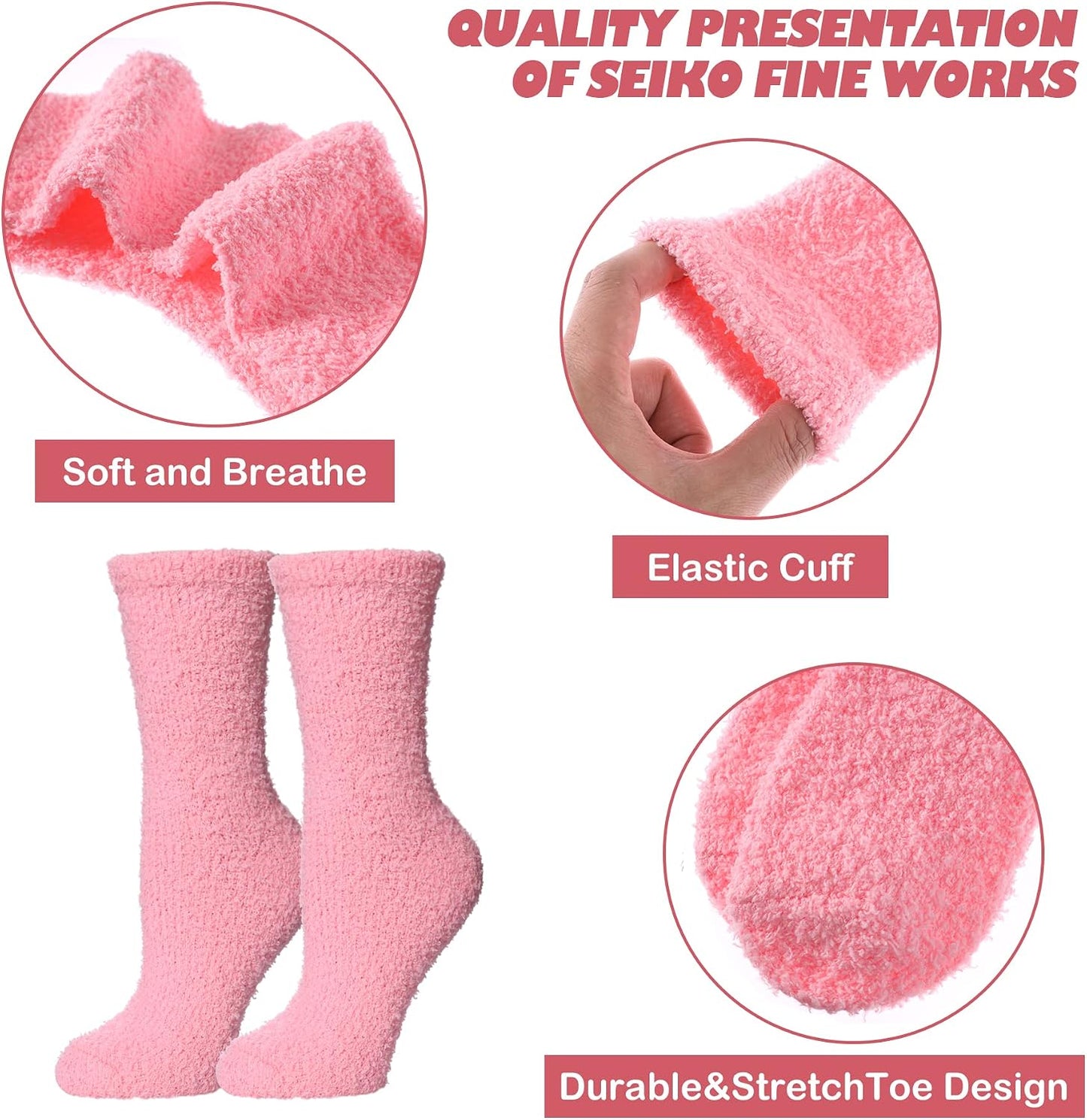 LINEMIN Womens Fuzzy Socks Cozy Fluffy Winter Warm Slipper Socks Microfiber Soft Home Sleeping Socks