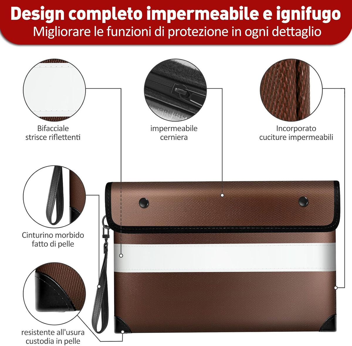 Vailoin 6200°F Fireproof Document Bag, 8 Layers of Heat Insulated Materials