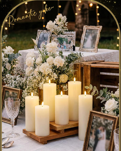 VIHOSE 12 Pack White Flameless Candles Set with Remote and Timer Flickering Flameless Battery Candles Flat Top LED Pillar for Wedding Outdoor Home Festival Decoration(D 3'' H 4'' 5'' 6'')