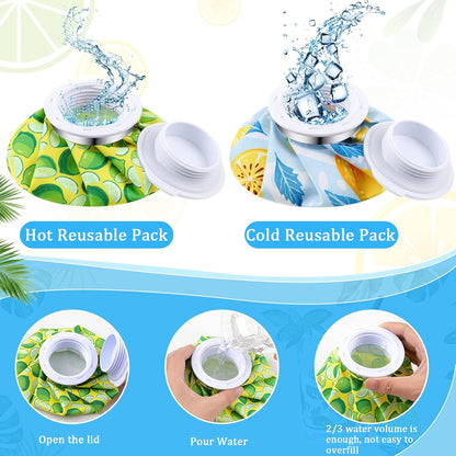 Honoson 4 Pack Reusable Ice Pack for Injuries, Ice Bags Hot Water Bag for Hot & Cold Pain Relief No-Leak Elastic Breathable for Muscle, Joint Pain Swelling, Sports & Home Use(Cute Fruit Style)
