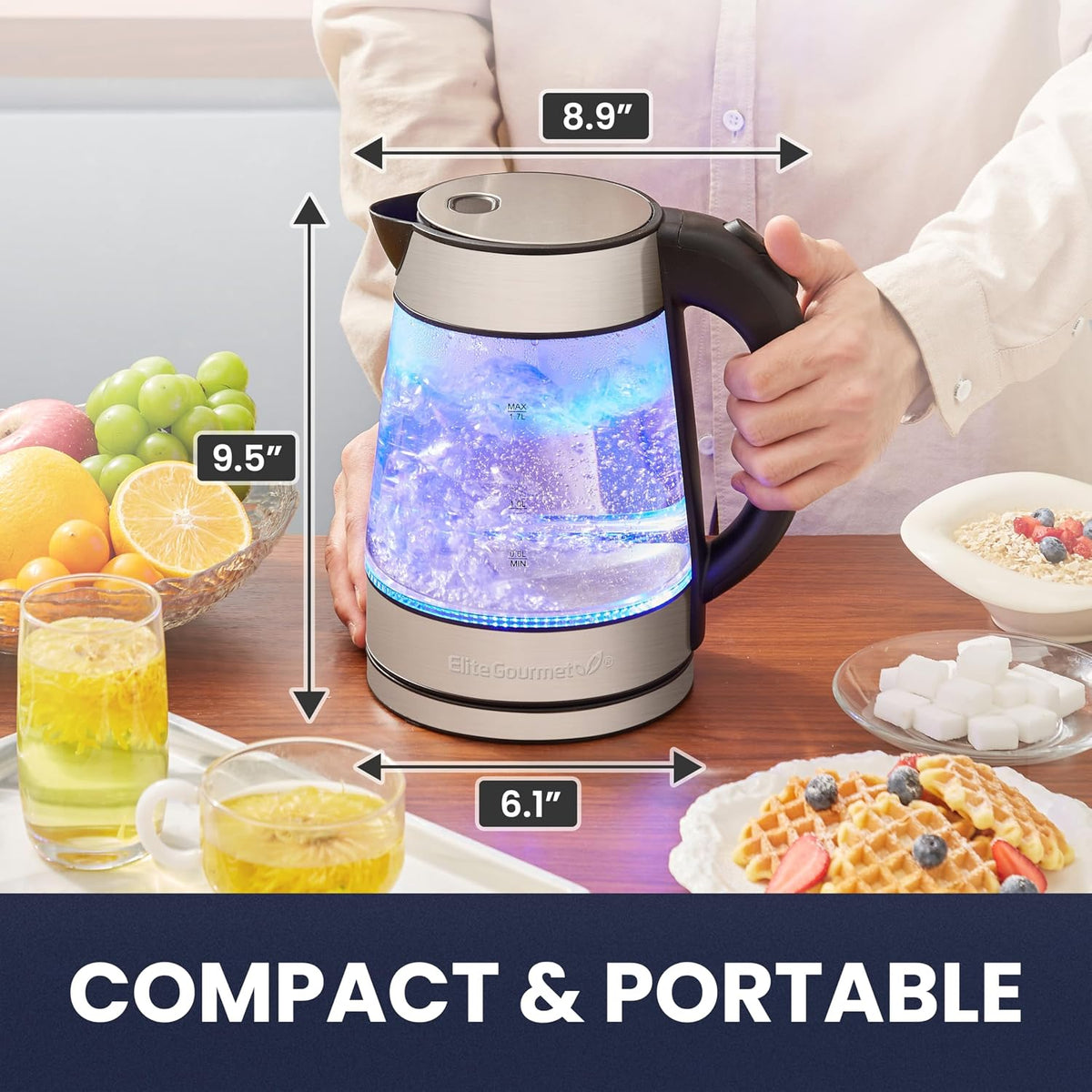 Elite Gourmet EKT5051 1.7L Electric Water Kettle, BPA-Free Fast Boil, Black