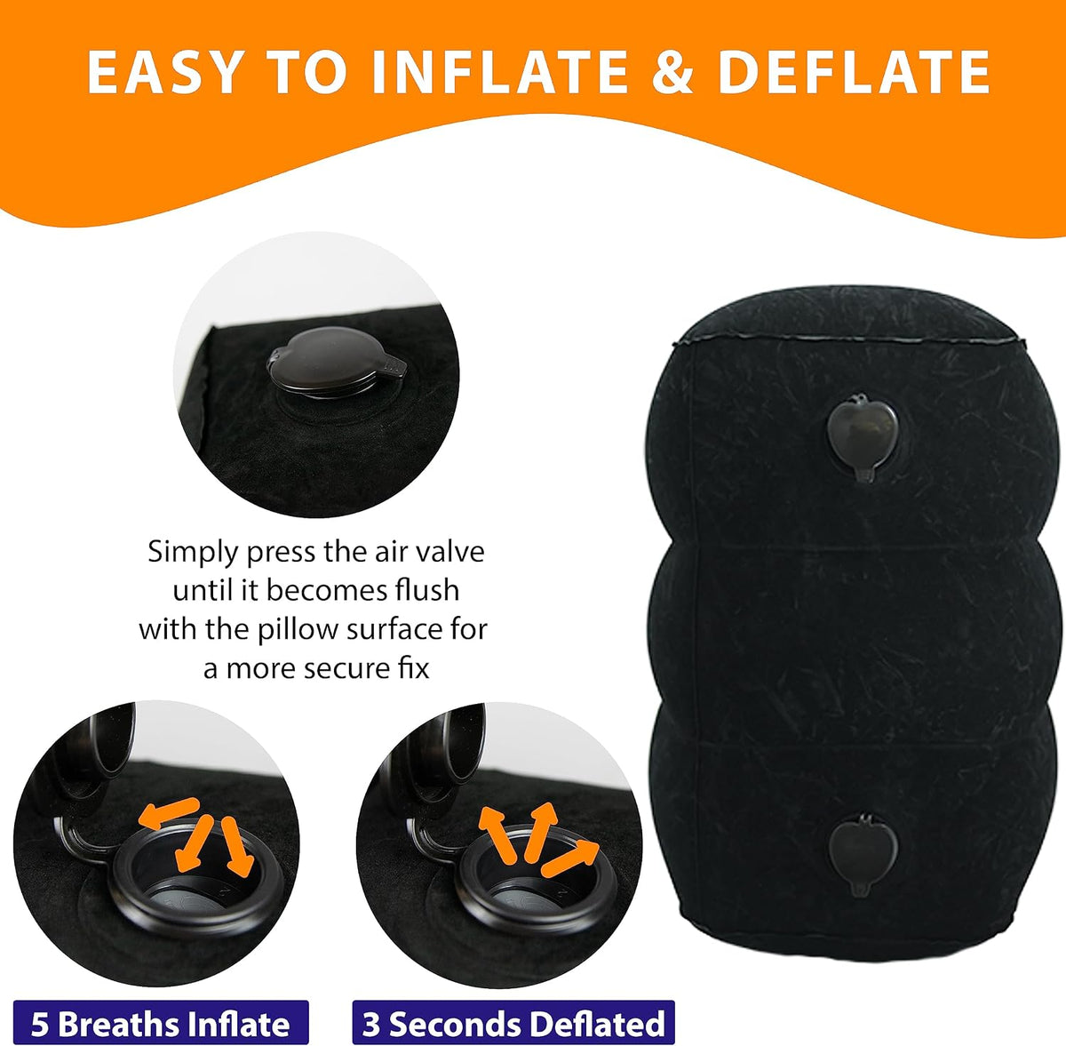 Inflatable Foot Rest Pillow for Airplane Travel - Adjustable Leg Rest for Long Flights, Baby/Toddler Airplane Seat Extender - Grey