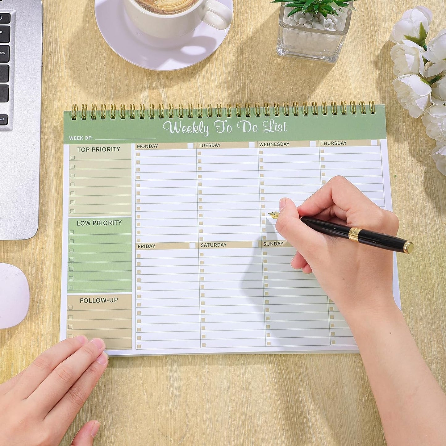 Thboxes Weekly To Do List Notepad, 8.5"x11" Desk Planner 52 Sheets, Green | 100GSM Paper Undated Habit Planner, Productivity Organizer Notepad, for Home School Office Work, Travel, College Essentials