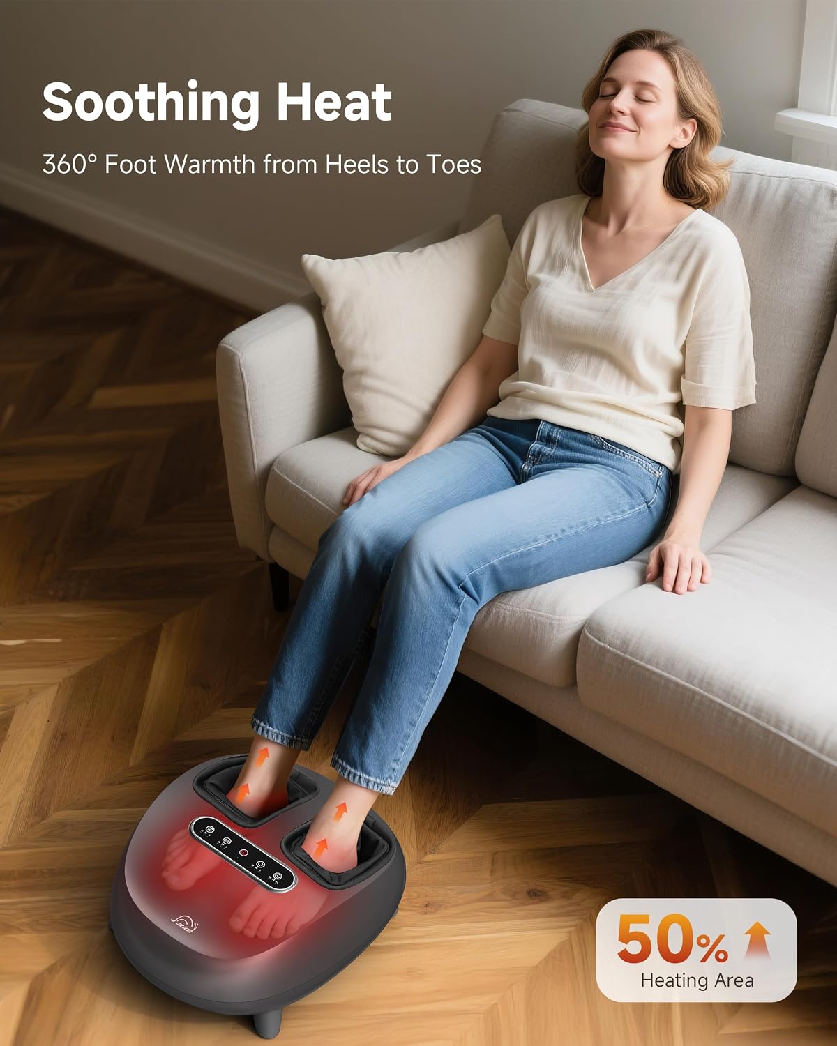 Snailax Shiatsu Foot Massager with Heat, FSA Eligible, Kneading, Compression, Vibration, Feet Massage Machine for Plantar Fasciitis, Neuropathy, Foot Warmer, Gifts for Women Men,Size 13