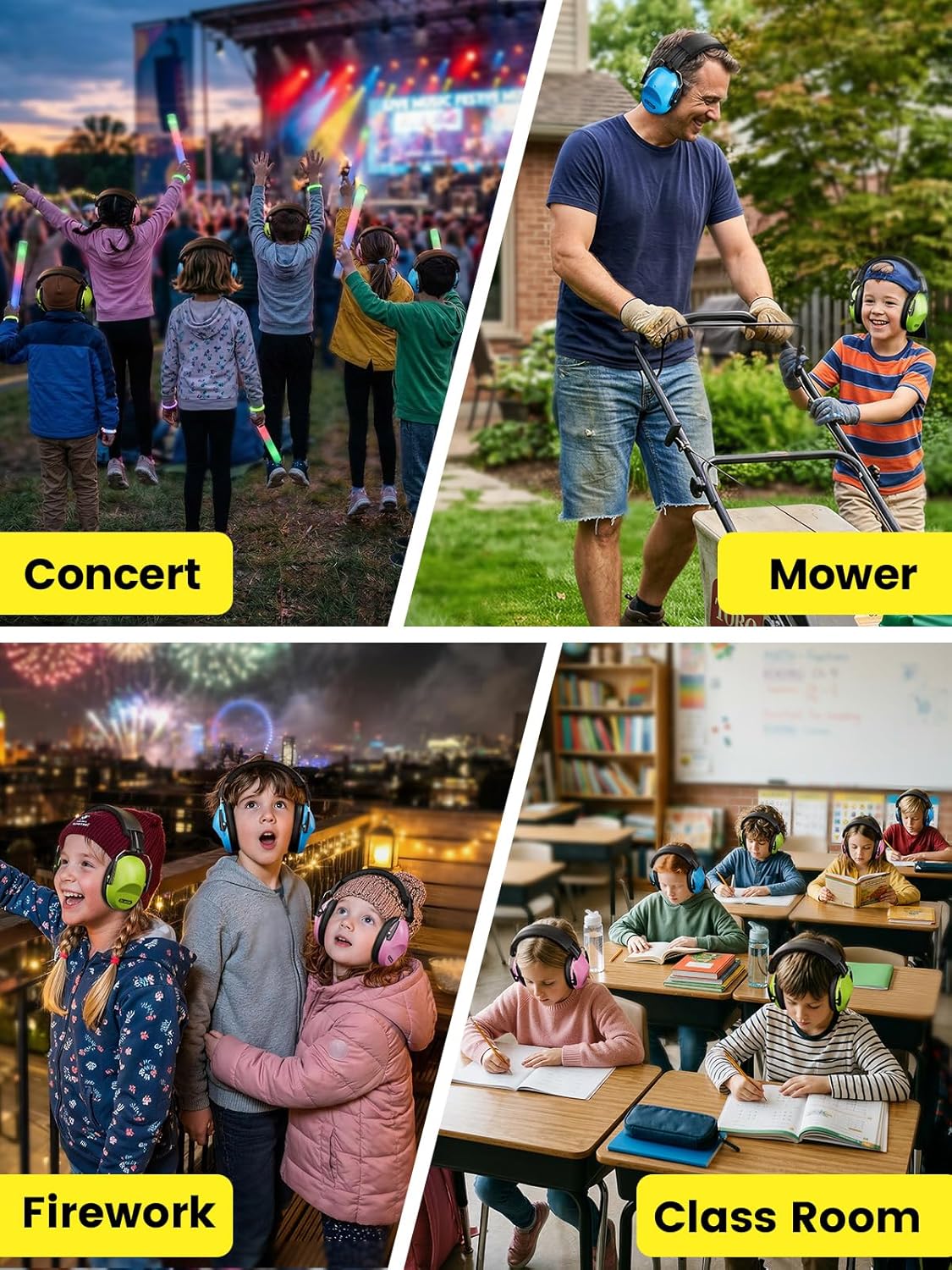 Dr.meter Ear Muffs for Noise Reduction: 27.4SNR Noise Cancelling Headphones for Kids Adults, EM100 Adjustable Hearing Protection Earmuffs for Monster Jam, Autism Sensory, Concerts, Fireworks- 3PACK