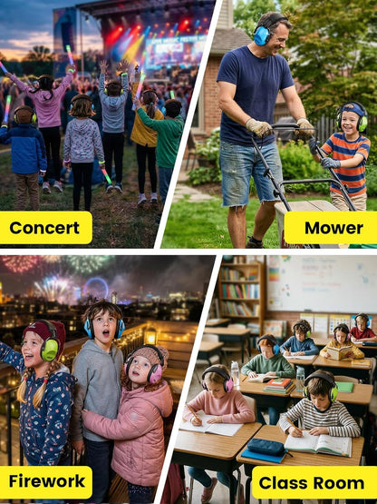 Dr.meter Ear Muffs for Noise Reduction: 27.4SNR Noise Cancelling Headphones for Kids Adults, EM100 Adjustable Hearing Protection Earmuffs for Monster Jam, Autism Sensory, Concerts, Fireworks- 3PACK