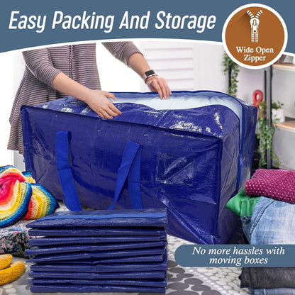 Extra Heavy Duty Large Moving Bags with Strong Zipper, Dark Blue