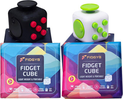 Cube Fidget Stress Relief Toy for Adults & Kids, Smooth, Quiet Sensory Toy for Anxiety, Focus & ADHD Idea[Black_Green]