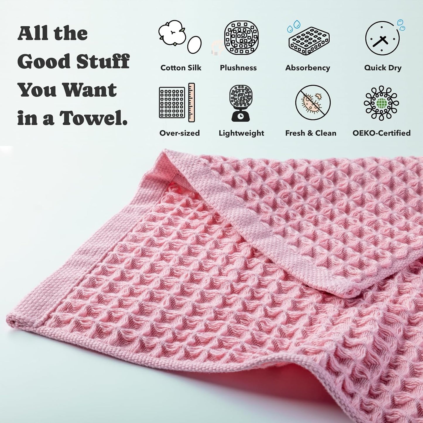 Luxury Organic Japanese Cotton Hair Drying Waffle Towel Wrap for Women | Absorbent, Quick-Dry Head Turban for Shower, Sauna, Spa | Extra Large for Long, Curly, Straight Hair With Button (White, 1 Pc)
