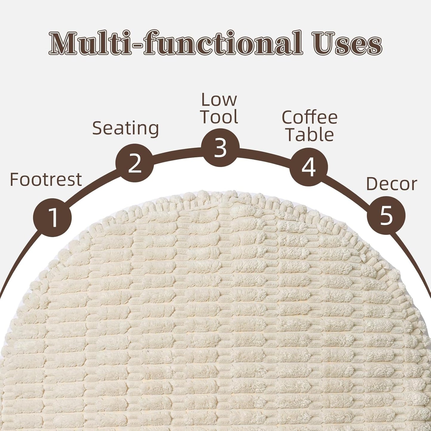 Stuffed Pouf Ottoman Soft Touch Poufs with Foam Chunk Filling Furry and Fluffy Detachable Pouf Foot Stool Storage Ottoman Floor Poufs Foot Rest for Living Room (Caramel, Round)