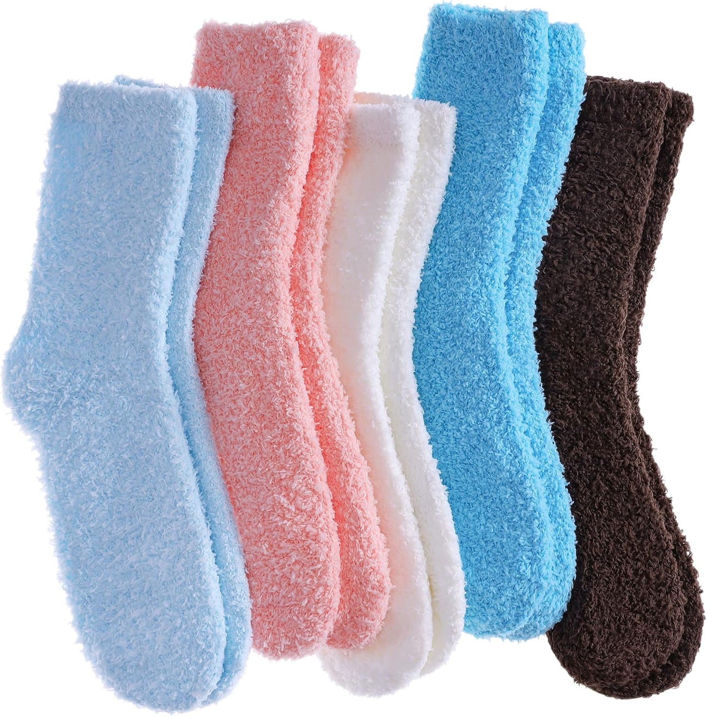 LANLEO 5/6 Pairs Womens Super Soft Fuzzy Plush Warm Winter Home Sleeping Slipper Socks