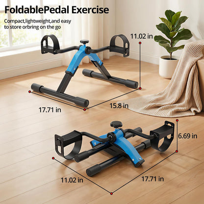 Folding Pedal Exerciser Mini Exercise Bike Under Desk Bike for Arms and Legs Workout, Portable Desk Bike Peddler Machine for Sedentary Officer & Seniors