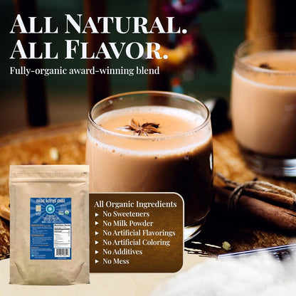 Blue Lotus Chai - Traditional Masala Chai - Makes 100 Cups - 3 Ounce Masala Spiced Chai Powder with Organic Spices - Instant Indian Tea No Steeping - No Gluten