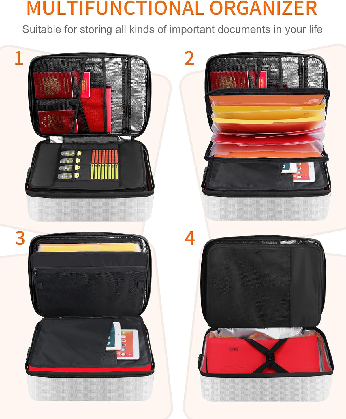 Noiposi Fireproof Document Box with Lock 5200℉-8 Layer