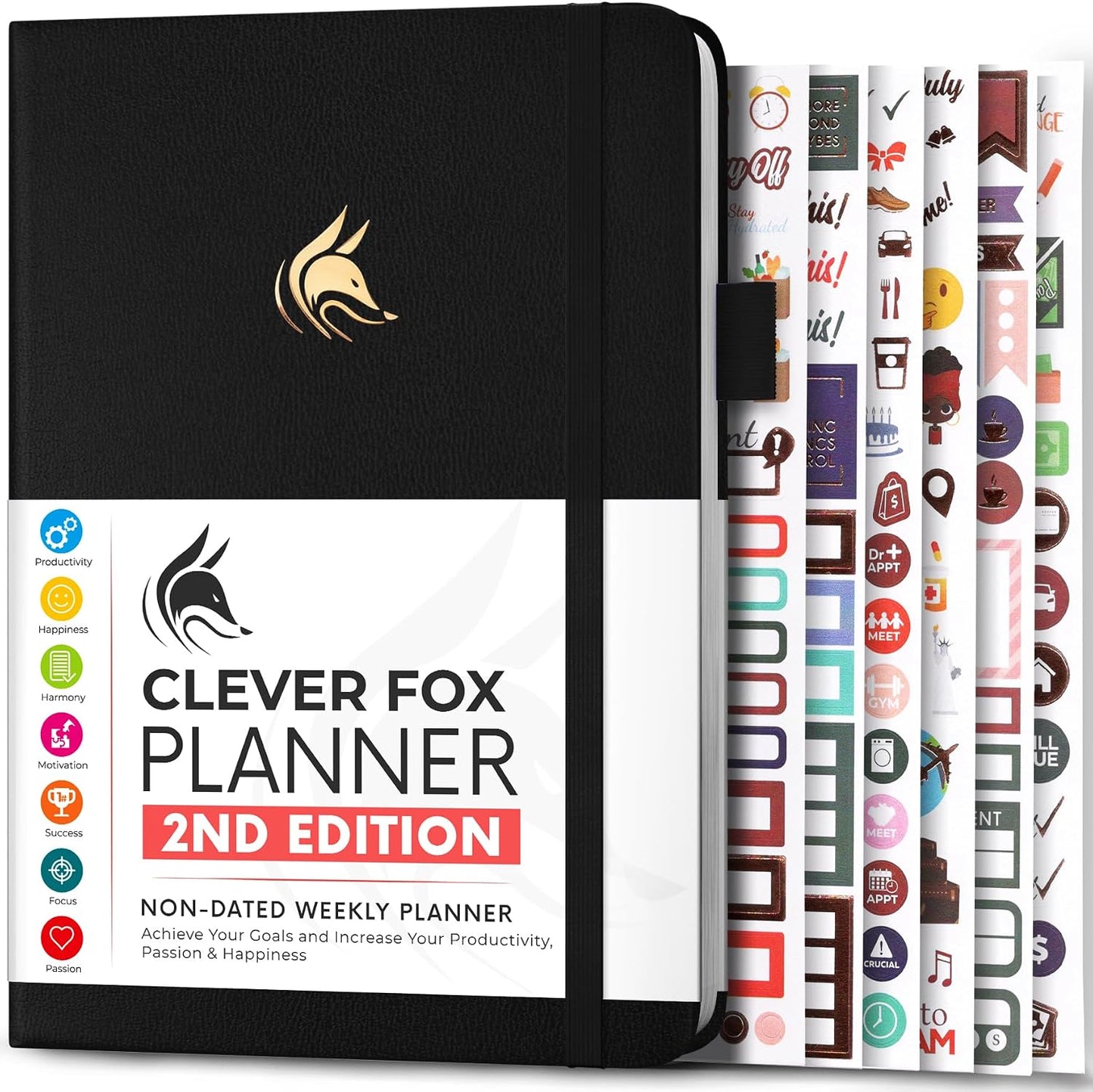 Clever Fox Planner 2nd Edition – Colorful Weekly & Monthly Goal Planner, Time Management & Productivity Organizer, Undated, A5 (Dark Teal)