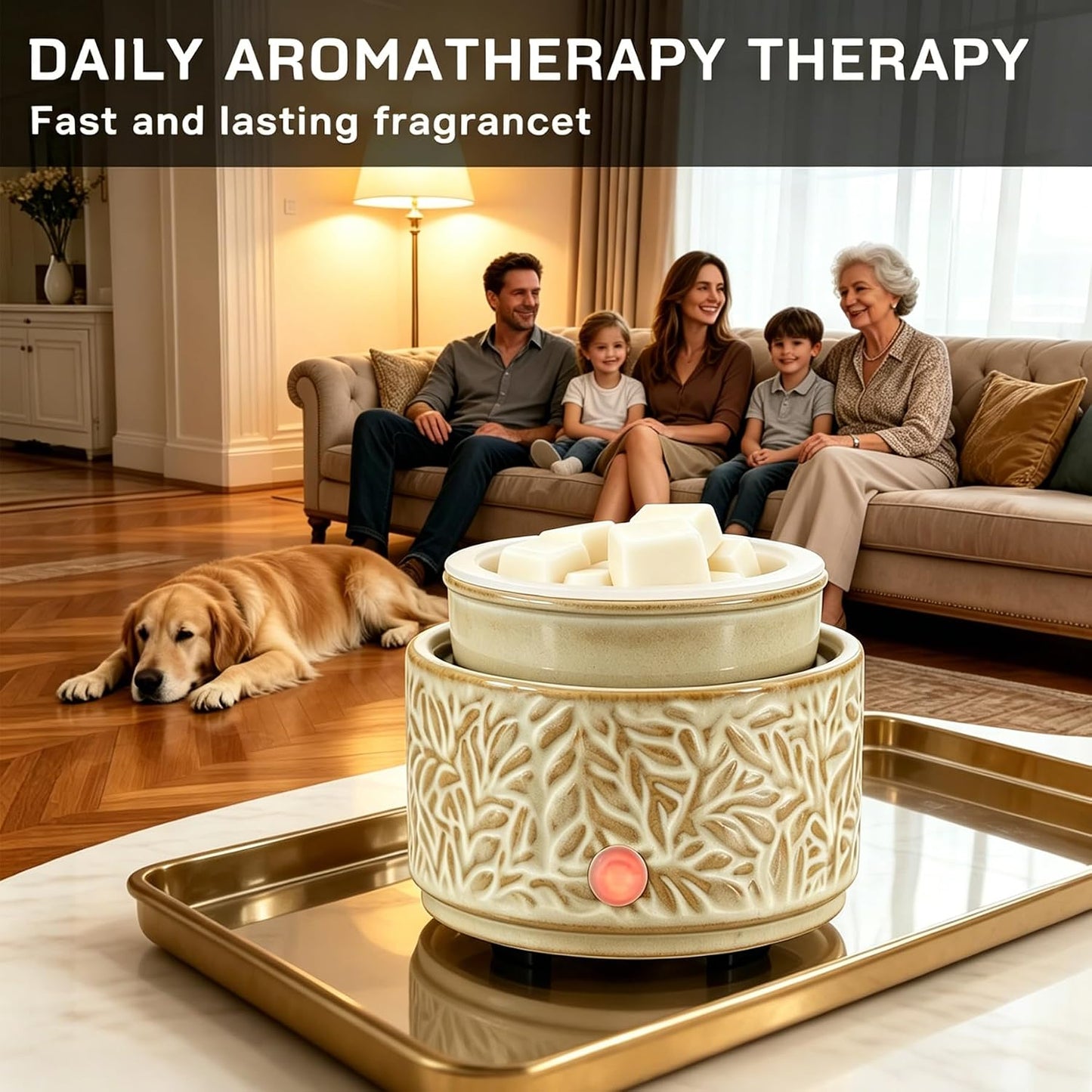 Wax Melt Warmer 3-in-1 Electric, Ceramic Wax Burner for Scented Wax & Essential Oil – Fast Heating, Flame-Free Aromatherapy for Home Office, White