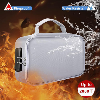 ENGPOW Small Fireproof Storage Organizer Case with Lock, 9”x 5.3”x 3.7”
