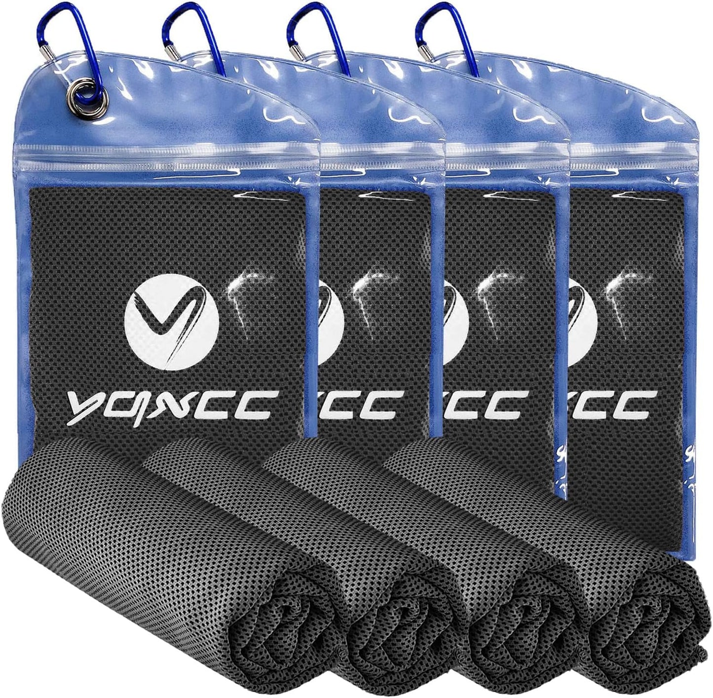 YQXCC 4 Pack Cooling Towels (47"x12"), Ice Cool Neck Towel, Soft Breathable Microfiber for Yoga, Golf, Gym, Running, Camping & Hot Weather