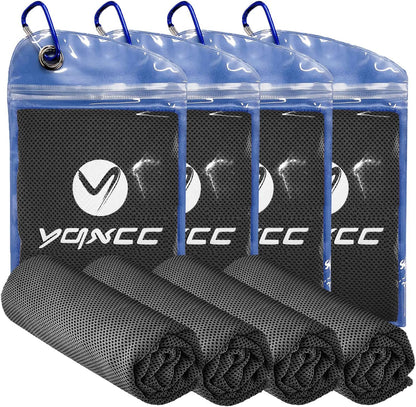YQXCC 4 Pack Cooling Towels (47"x12"), Ice Cool Neck Towel, Soft Breathable Microfiber for Yoga, Golf, Gym, Running, Camping & Hot Weather