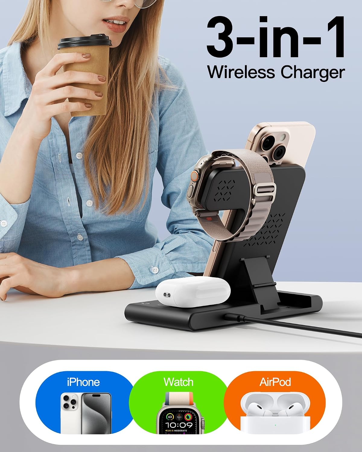 2026 Travel Portable Wireless Fast Charging Station for Apple & Android