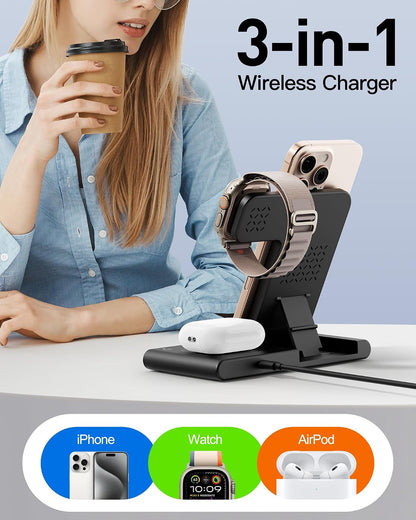 2026 Travel Portable Wireless Fast Charging Station for Apple & Android