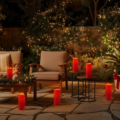 Homemory 6" 8" 10" x 4" Waterproof Outdoor Flameless Candles, Battery Operated Flickering LED Pillar Candles with Remote and Timers for Indoor, Plastic, Ivory White