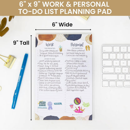 bloom daily planners Timed Work & Personal To Do List Planning Pad - ADHD Friendly Undated Tear-Off Hourly Checklist Notepad Appointment Organizer - 6" x 9" - Brushed Beige