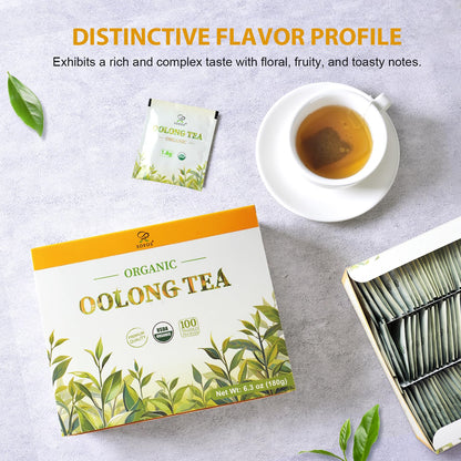 Soeos Organic Oolong Tea, 100 Tea Bags, Low Caffeine, Hot and Cold Brew, Fresh and Healthy Oolong Tea, 6.3 Ounce
