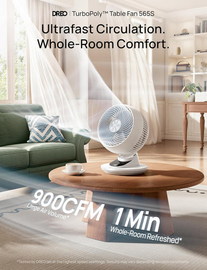 DREO Smart Fan for Bedroom, Powerful 85 ft Airflow, 12 Inches, Desk Fans in 20dB Quiet, 90°+90° oscillating fans, App/Voice Control, 9 Speeds & 8/12H Timer for Home Office Dorm