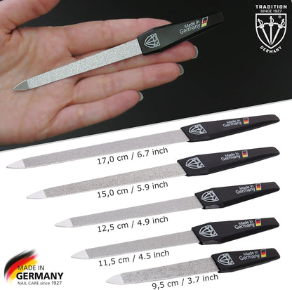 3 Swords Germany - Brand Quality Sapphire Metal Nail File Set (5 pcs.) with 3-Way Nail Buffer (1 pc.), Manicure Pedicure Finger & Toe Nail Care - Made in Solingen Germany (671)