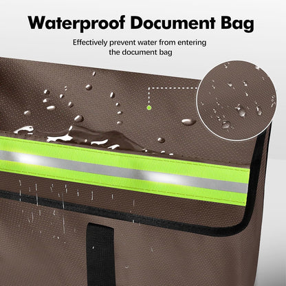 Large Fireproof Document Bag for Home Safe Storage, 15 x 12 x 6in, Black