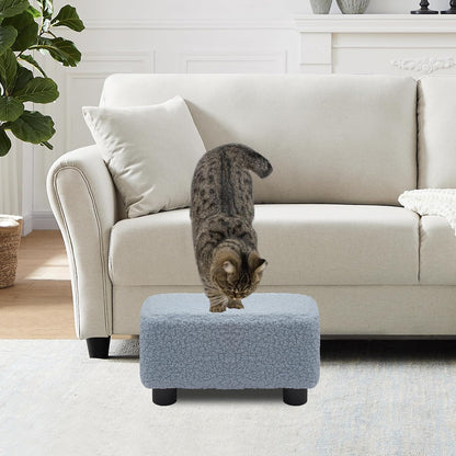 CAROLMADE Small Foot Stool Ottoman Footstool with Legs Under Desk Footrest for Living Room Bedroom and Office,Linen-Grey