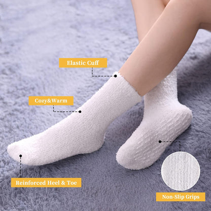 FNOVCO Non Slip Socks for Women Winter Warm Cozy Fuzzy Slipper Socks Soft Fluffy Hospital Socks with Grips
