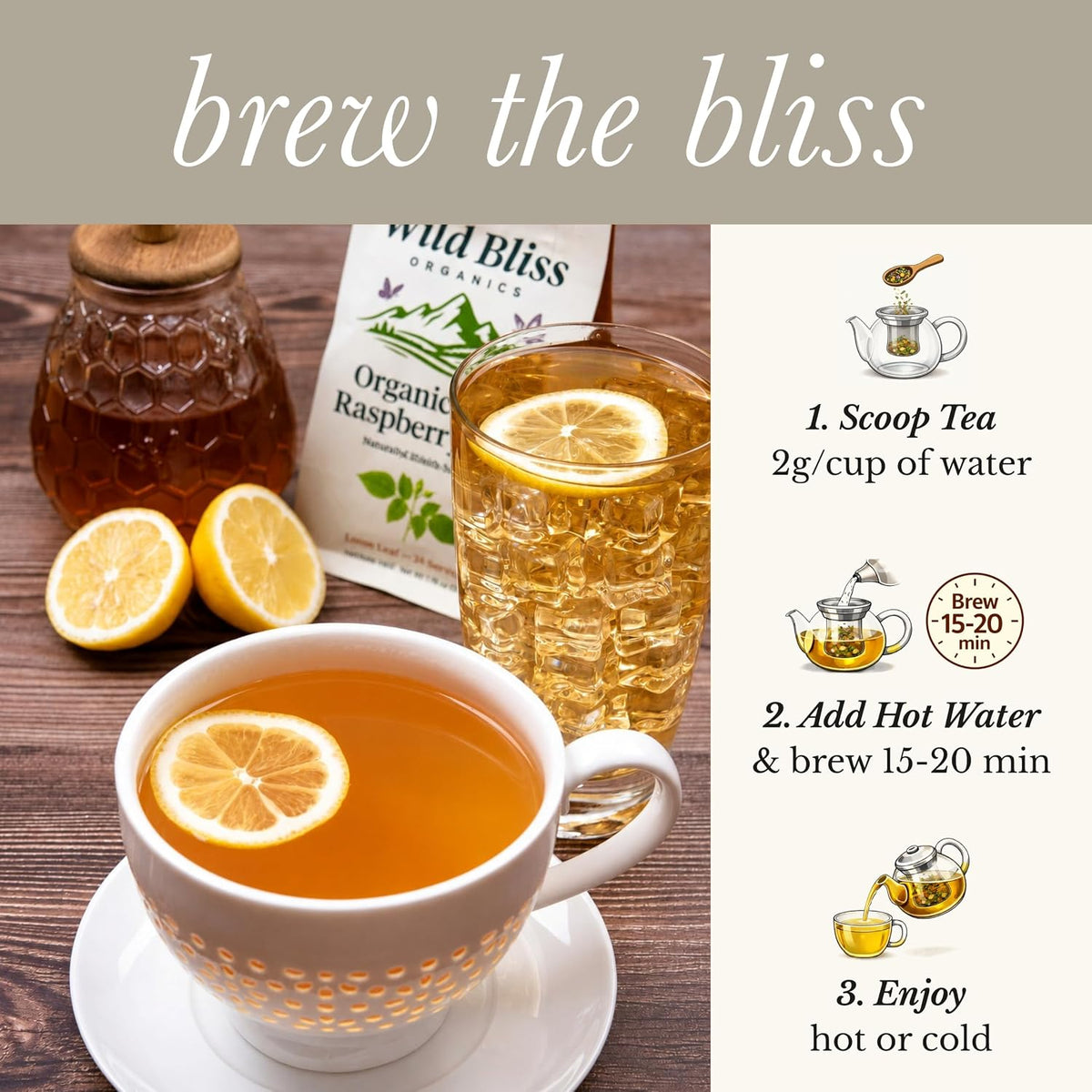 Wild Bliss Organic Red Raspberry Leaf Tea for Pregnancy and Menstrual Support - Loose Leaf Herbal Tea - 1.76 Oz - 25 Servings