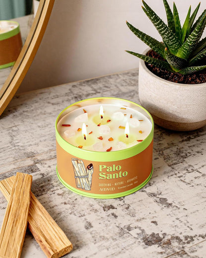 AOOVOO Sage Candle for Cleansing - 3 Wick 12oz Large Scented Candle with Crystals & Sage Leaves Inside, Soy Candles Non Toxic for Meditation Spiritual Gift, Aromatherapy Candle for Women Men
