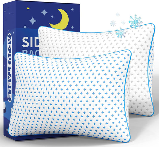 King Size Pillows Set of 2 for Sleeping, Cooling Adjustable Memory Foam Pillows, Dual Fill Design Helps Maintain Shape, Breathable Washable Cover