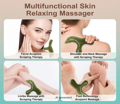 Gua Sha & Jade Roller Set, Deep‑Pressure Massage for Skin & Body Relaxation