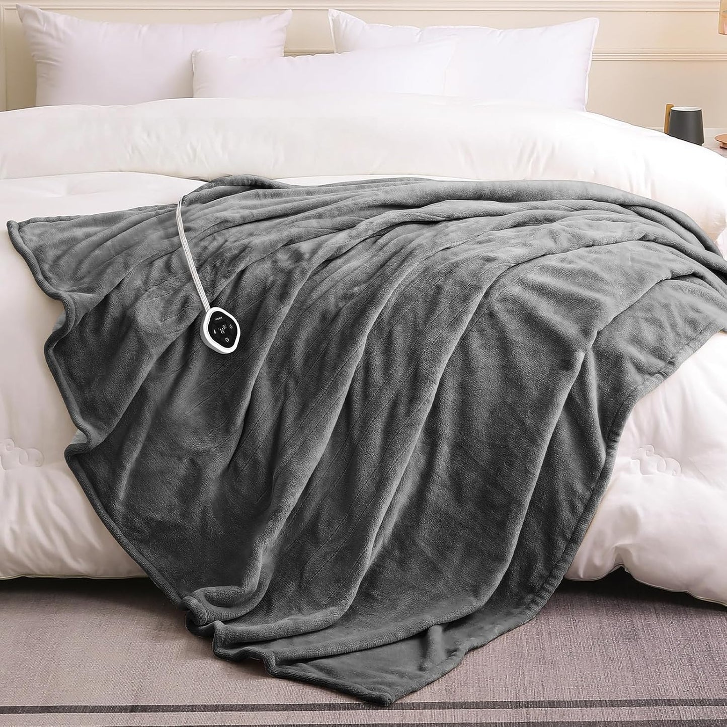 HOMLYNS LuxeHeat Heated Blanket Electric Blanket, Soft Flannel Sherpa Heated Throw, Heating Blanket with 5 Heat Settings, 3 hrs Timer Auto Shut Off (50x60 inches, Purple), Only for 120V Voltage Use