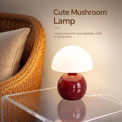 Dawnwake Mushroom Lamp Table Lamp for Bedroom-Small Desk Table Lamps,White