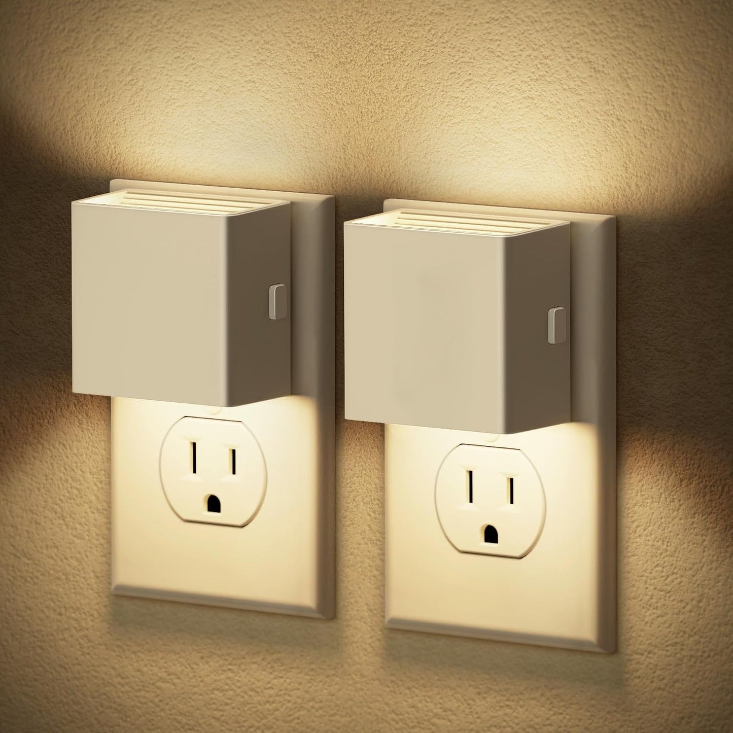 JandCase Night Light, Modern Night Lights Plug into Wall,2 Pack Dusk to Dawn Sensor Nightlight, Amber Brightness Adjustable Nightlight for Kids Bathroom Hallway Kitchen Bedroom Decor