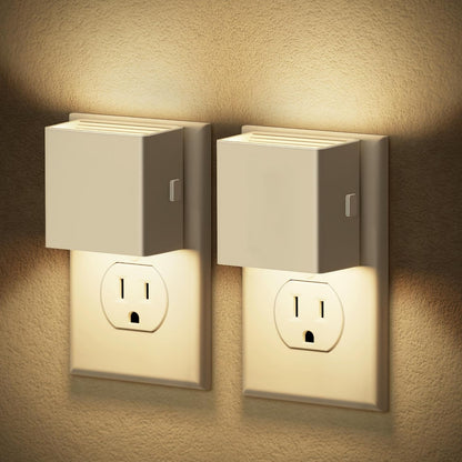 JandCase Night Light, Modern Night Lights Plug into Wall,2 Pack Dusk to Dawn Sensor Nightlight, Amber Brightness Adjustable Nightlight for Kids Bathroom Hallway Kitchen Bedroom Decor