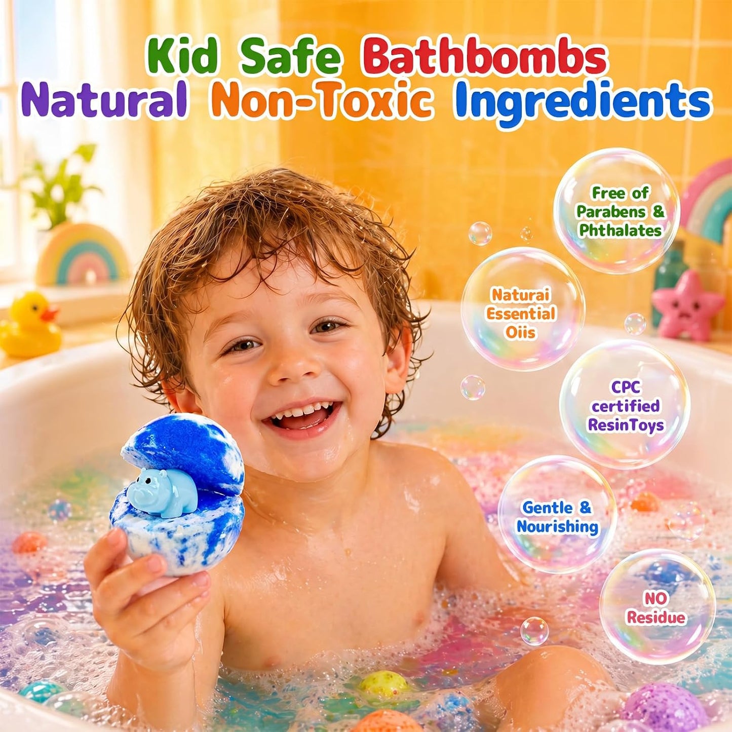 Bath Bombs for Kids with Surprise Toys Inside, 12 Pack Natural Bubble Bath Fizzy Gift Set for Girls Boys Organic,Kids Safe Halloween Birthday Christmas and Party Favor Stocking Stuffers