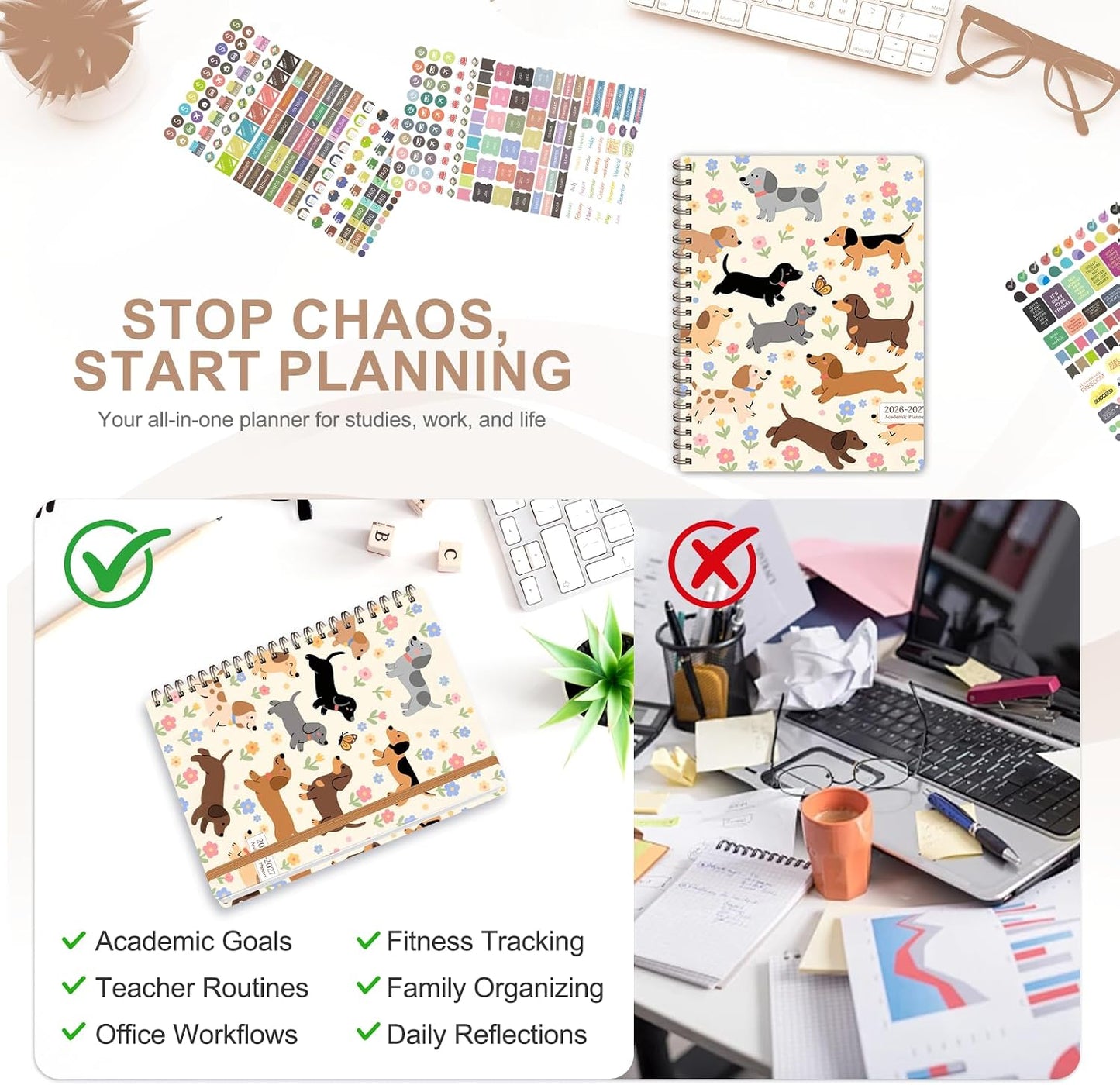 Planner 2026-2027, Weekly and Monthly Calendar Planner, JUL 2026 - JUN 2027 | Academic Year, Daily Agenda Book, A5(6.3'' x 8.5''), Sprial Bound, Inner Pocket, Office School Use