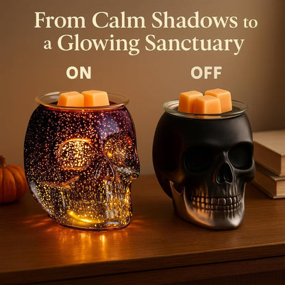 Wax Melt Warmer, Wax Warmer for Scented Wax with Light Bulb, Electric Skull Wax Burner, Halloween Fragrance Wax Melter for Home and Gifts (Rainbow Skull)