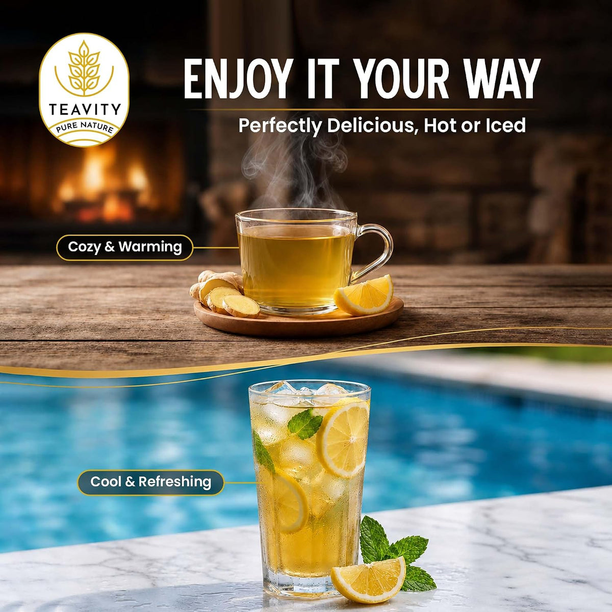 Teavity 9 Blend Organic Herbal Tea Pods Variety Pack,. 9 Assorted Flavors, Single Serve Decaf Tea Pods - 100% Gourmet Blended Leaves, Compatible with Keurig K Cups Brewer