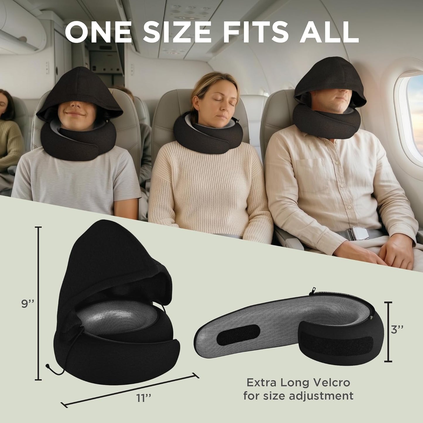 Dot&Dot Twist Memory Foam Travel Pillow, Bendable Neck Pillow for Airplane, Car and Home, 26-Inch Adjustable Roll with Washable Cotton Cover, Gray