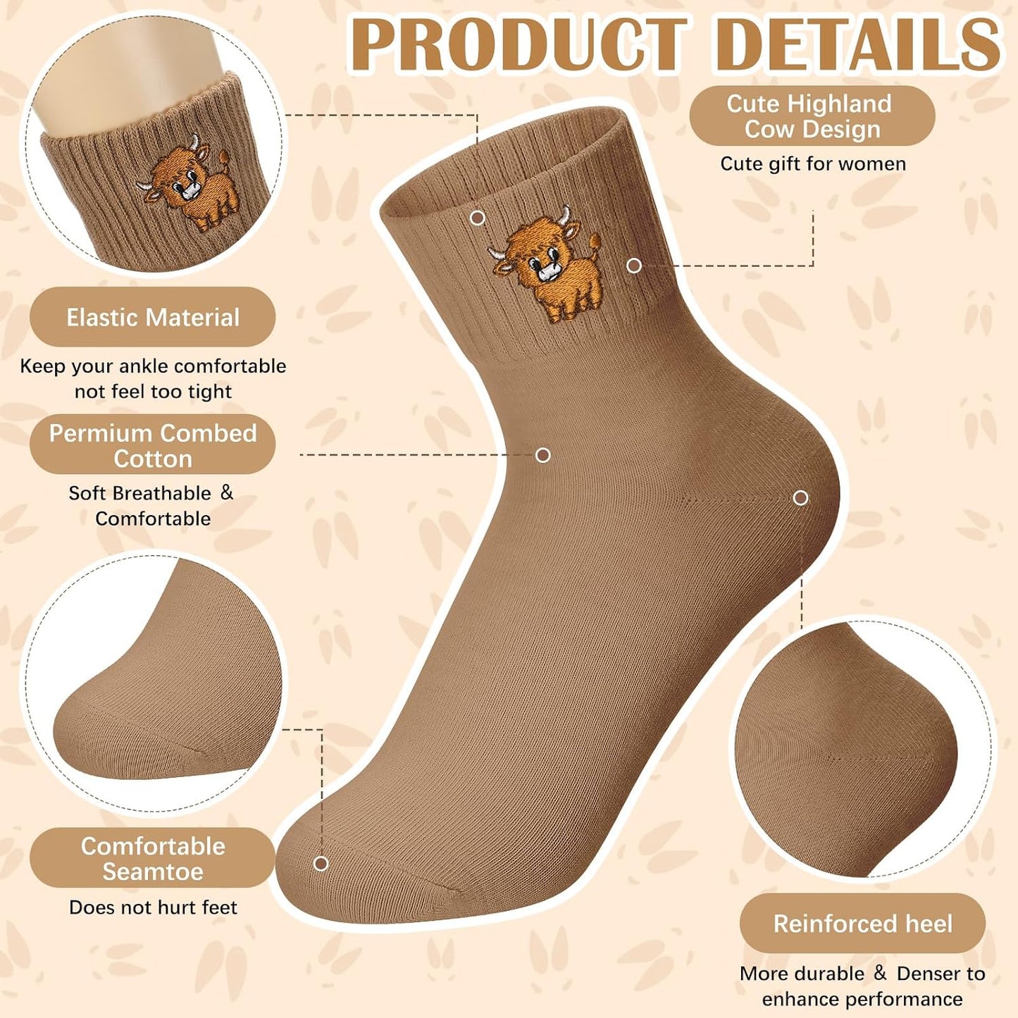 Eurzom 10 Pairs Socks Womens Crew Elastic Ankle Length Cotton Socks Aesthetic Cute Lightweight Low Cut Gifts for Women - Colors B