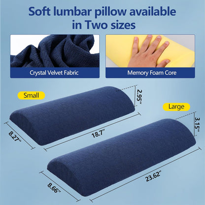 Cozyhealth - 3.15"H*23.6"L - Soft Lumbar Pillow for Sleeping, Memory Foam Back Lumbar Support Cushion for Lower Back Pain Relief Bed Waist Sleep Support Pillow for Side, Back Sleepers (White, Large)